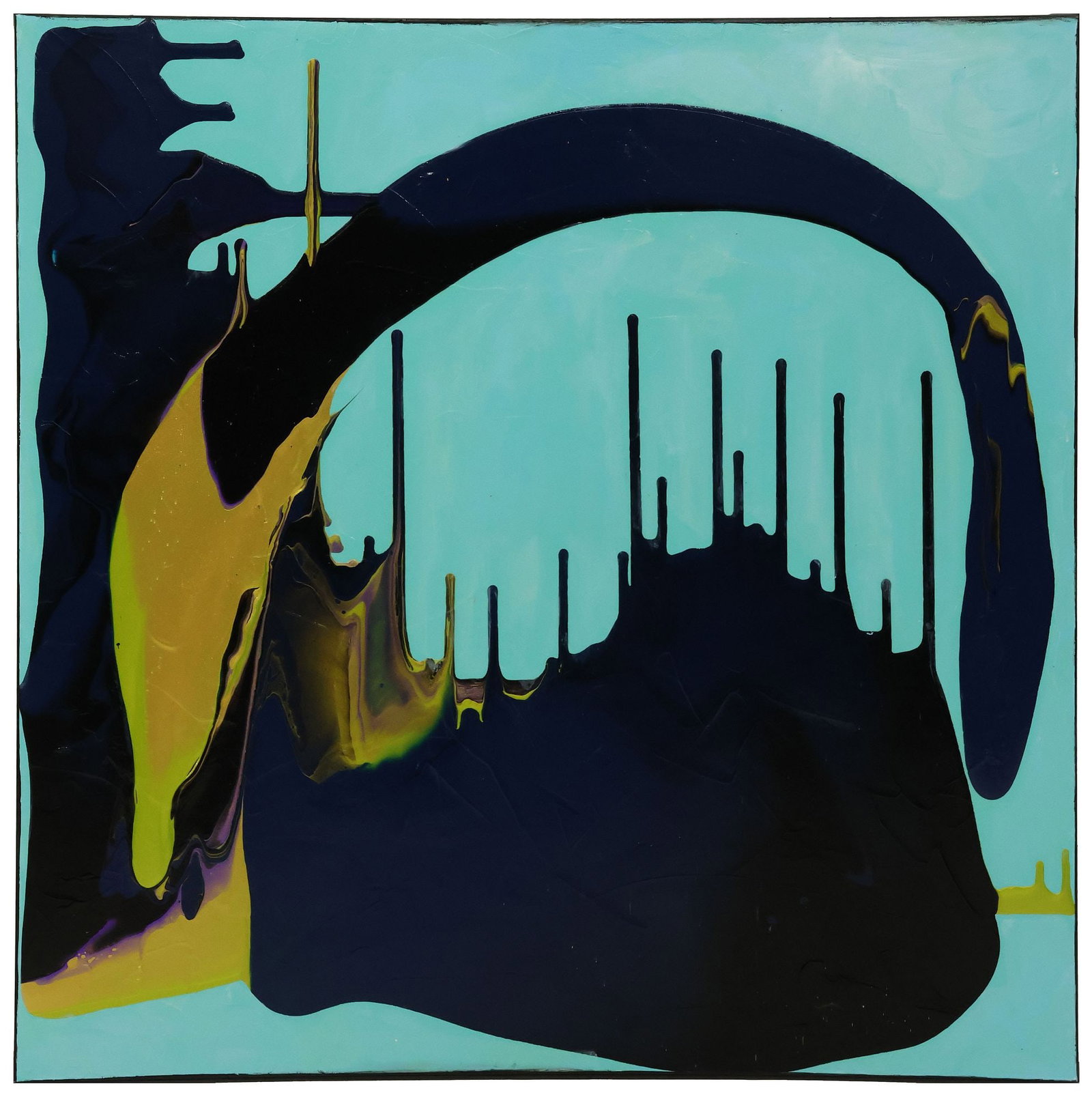 PETRONELLA GREER (B.1945) PAINTING, 'ARCHITECTURAL ECHOES 1,' 36" X 36": Gallery-wrapped acrylic on canvas painting, "Architectural Echoes #1," signed verso Petronella Greer (Texas, b.1945), titled on back stretcher, accompanied by certificate of authenticity