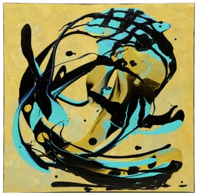 PETRONELLA GREER (B.1945) PAINTING, 'TIDAL RESONANCE,' 30" X 30"