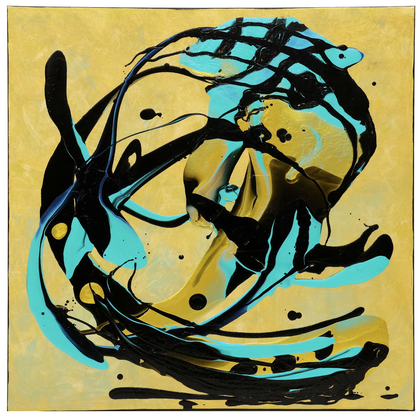 PETRONELLA GREER (B.1945) PAINTING, 'TIDAL RESONANCE,' 30" X 30": Gallery-wrapped acrylic on canvas painting, "Tidal Resonance" signed verso Petronella Greer (Texas, b.1945), titled on back stretcher, accompanied by certificate of authenticity issued by