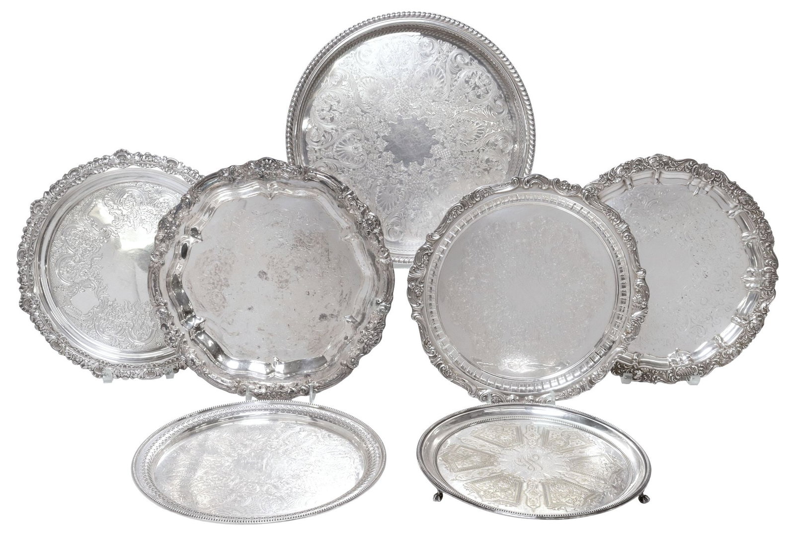 (7) COLLECTION OF AMERICAN & ENGLISH SHEFFIELD SILVERPLATE TRAYS (1 of 10)