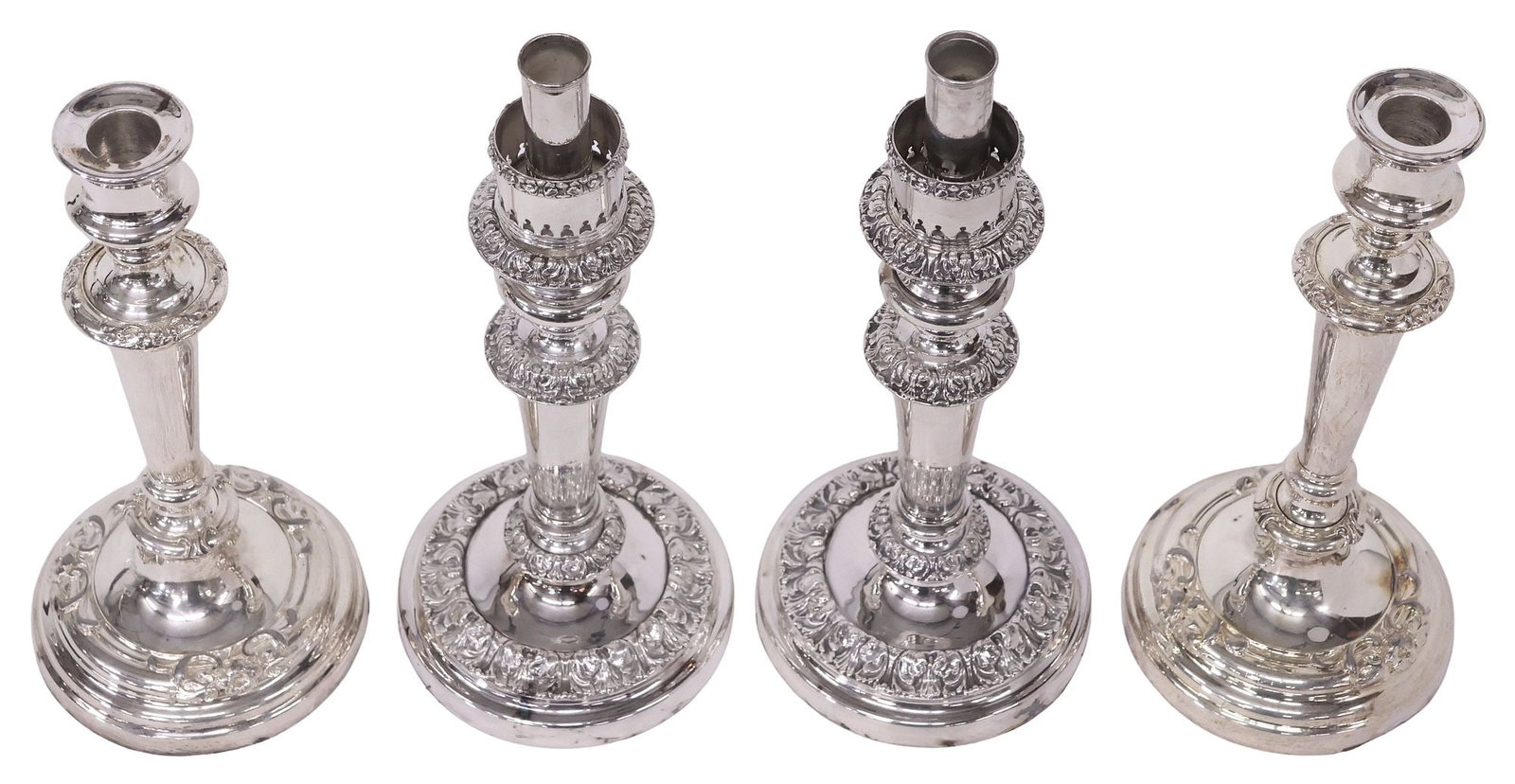 (4) SILVERPLATE TURNED-FORM CANDLESTICKS - 2