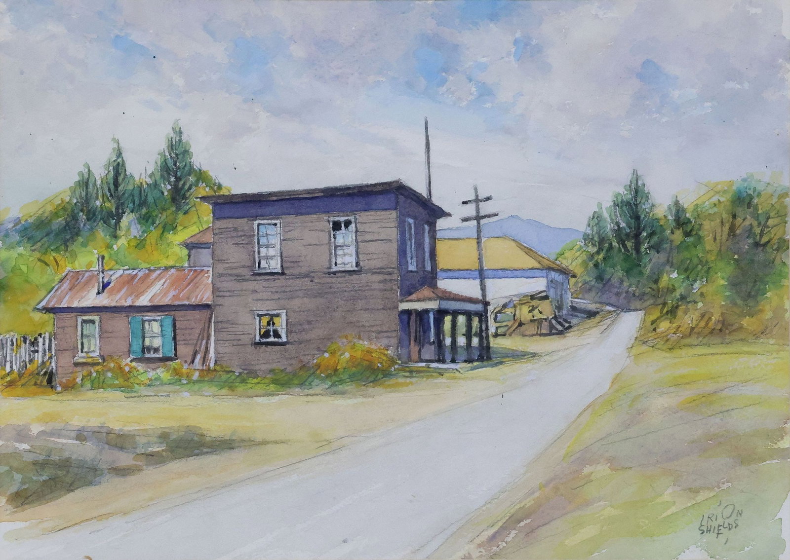 IRION SHIELDS (1895-1983) WATERCOLOR LANDSCAPE PAINTING, 'OLD ROAD' (1 of 5)