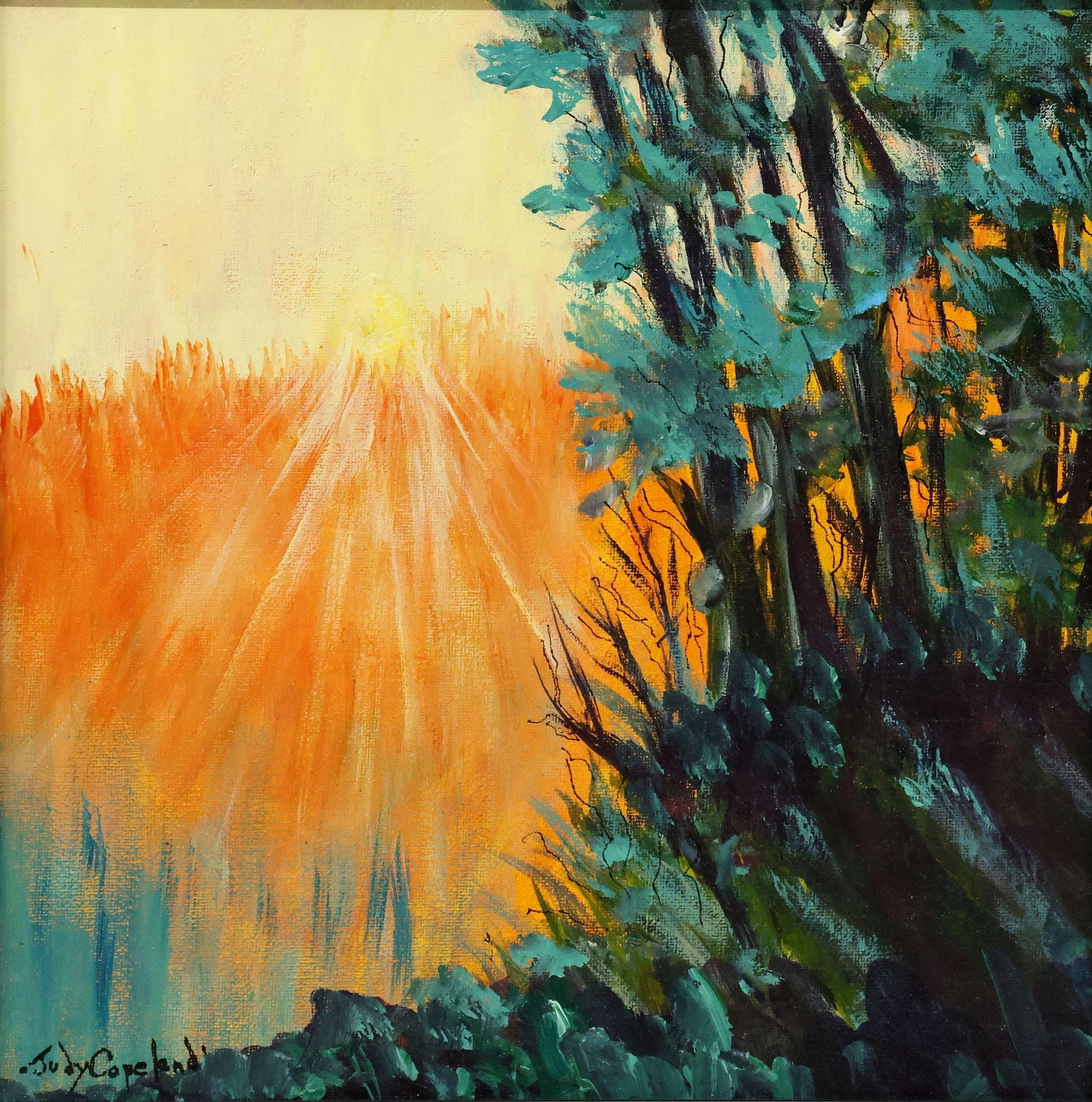 JUDY COPELAND (B.1943) ACRYLIC PAINTING, 'MORNING LIGHT' (1 of 5)