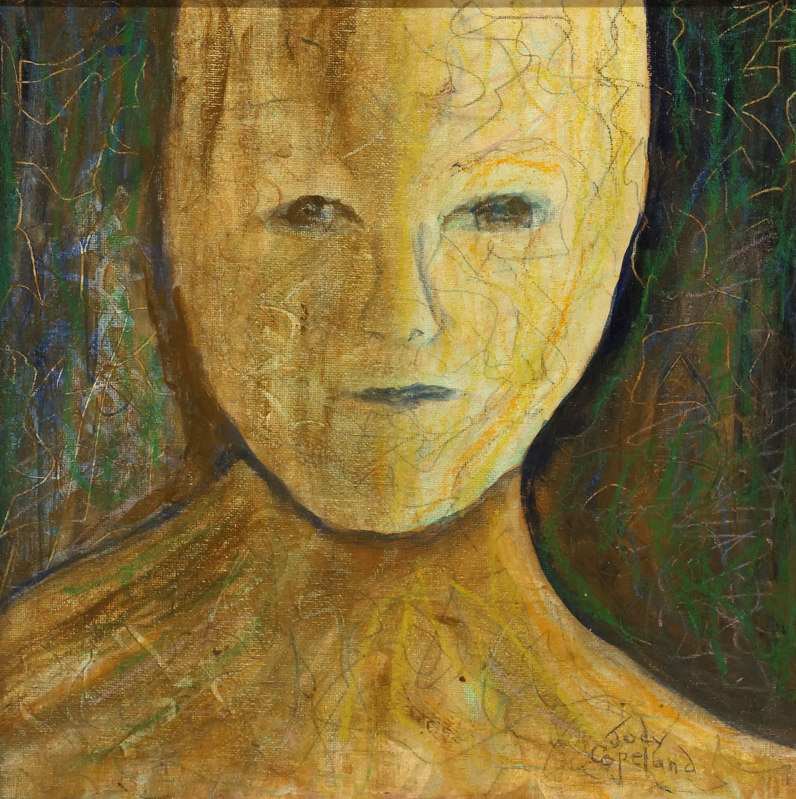 JUDY COPELAND (B.1943) ACRYLIC PAINTING, 'THE BOY' (1 of 5)