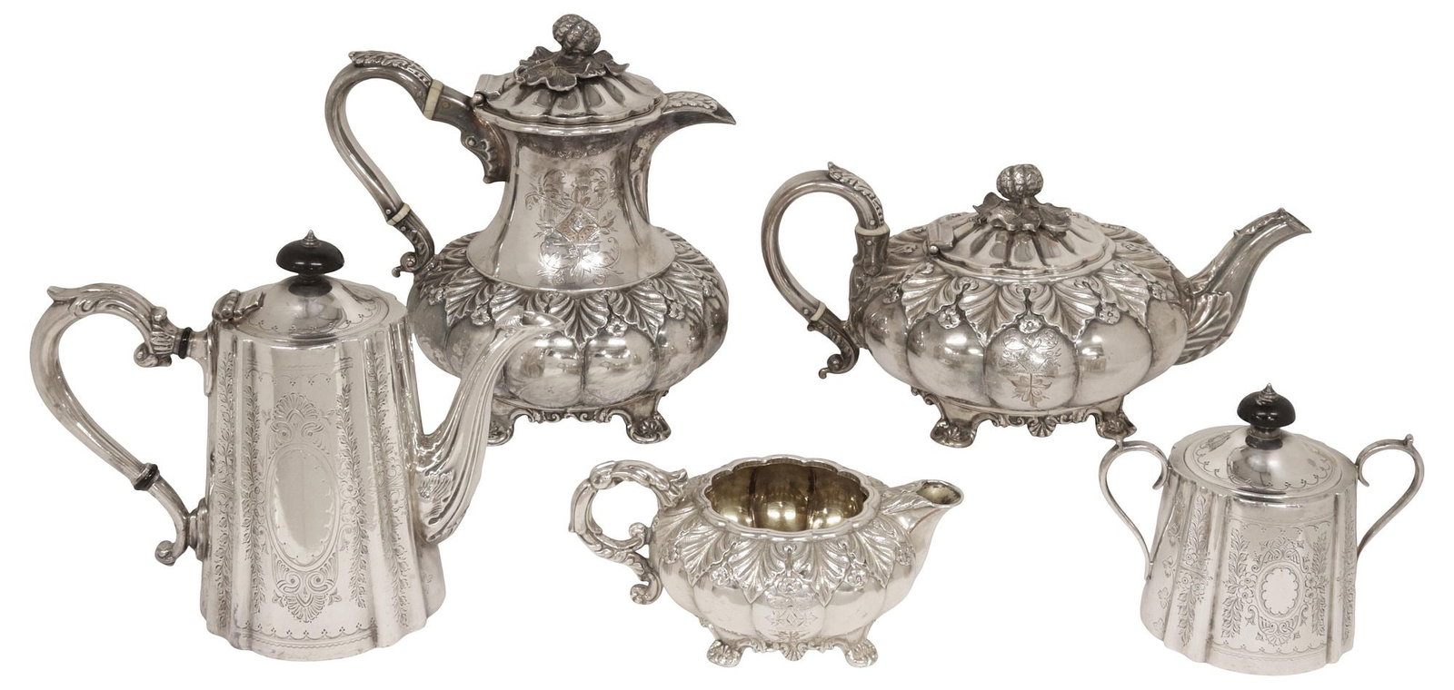(5) VICTORIAN CHASED & MELON-FORM SILVERPLATE SERVICEWARE, BARKER BROTHERS & OTHER (1 of 6)