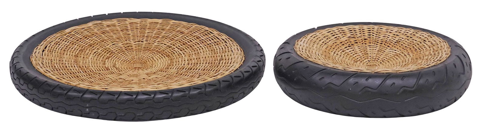 (2) CAMPANA BROTHERS 'TRANSNEOMATIC' WICKER & RUBBER TIRE CENTERPIECE BOWLS (1 of 4)