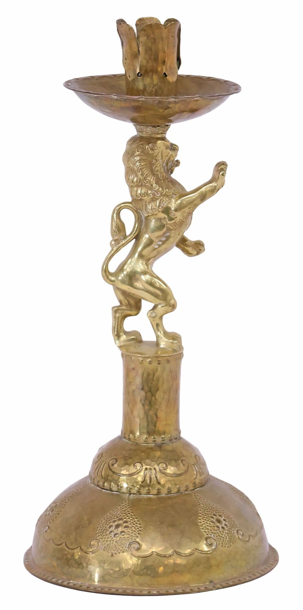 GERMAN ALBERT REISS GILT-BRASS LION RAMPANT CANDLESTICK (1 of 7)
