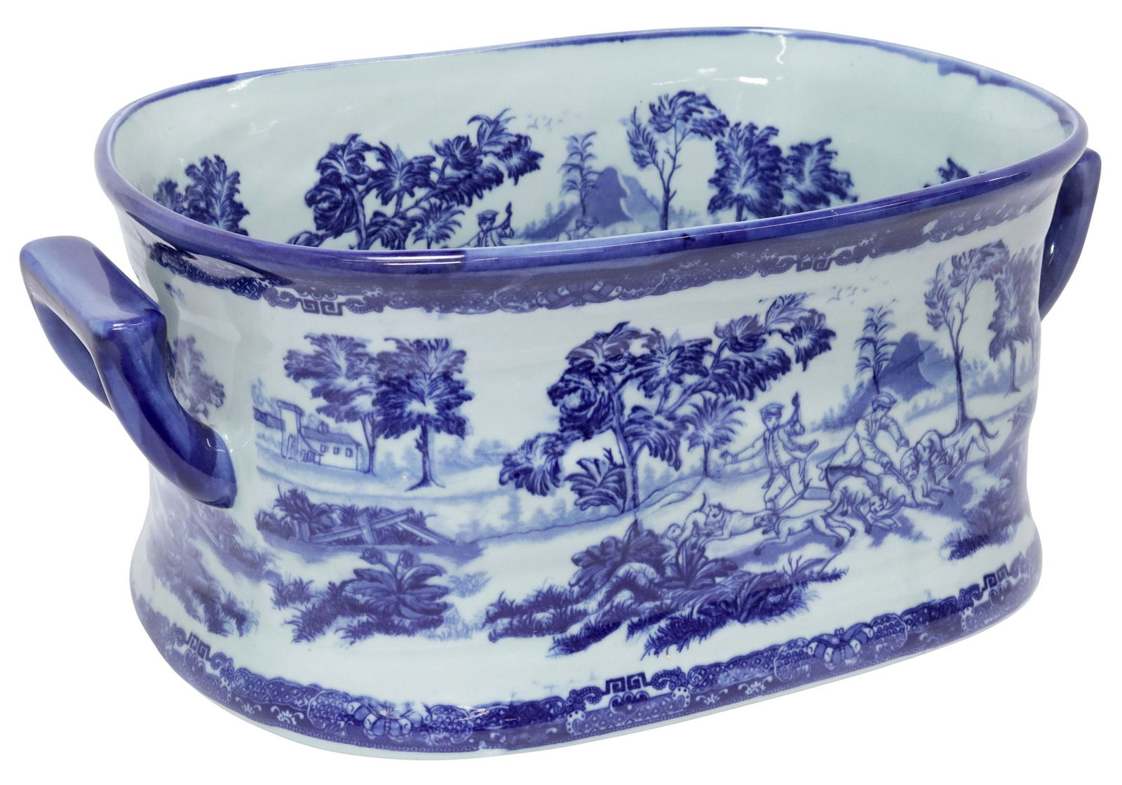 LARGE BLUE & WHITE TRANSFERWARE VILLAGE SCENE FOOTBATH (1 of 8)
