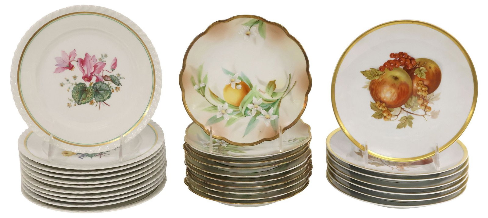 (25) CONTINENTAL PARCEL-GILT PORCELAIN DESSERT PLATES, VARIOUS MAKERS (1 of 7)