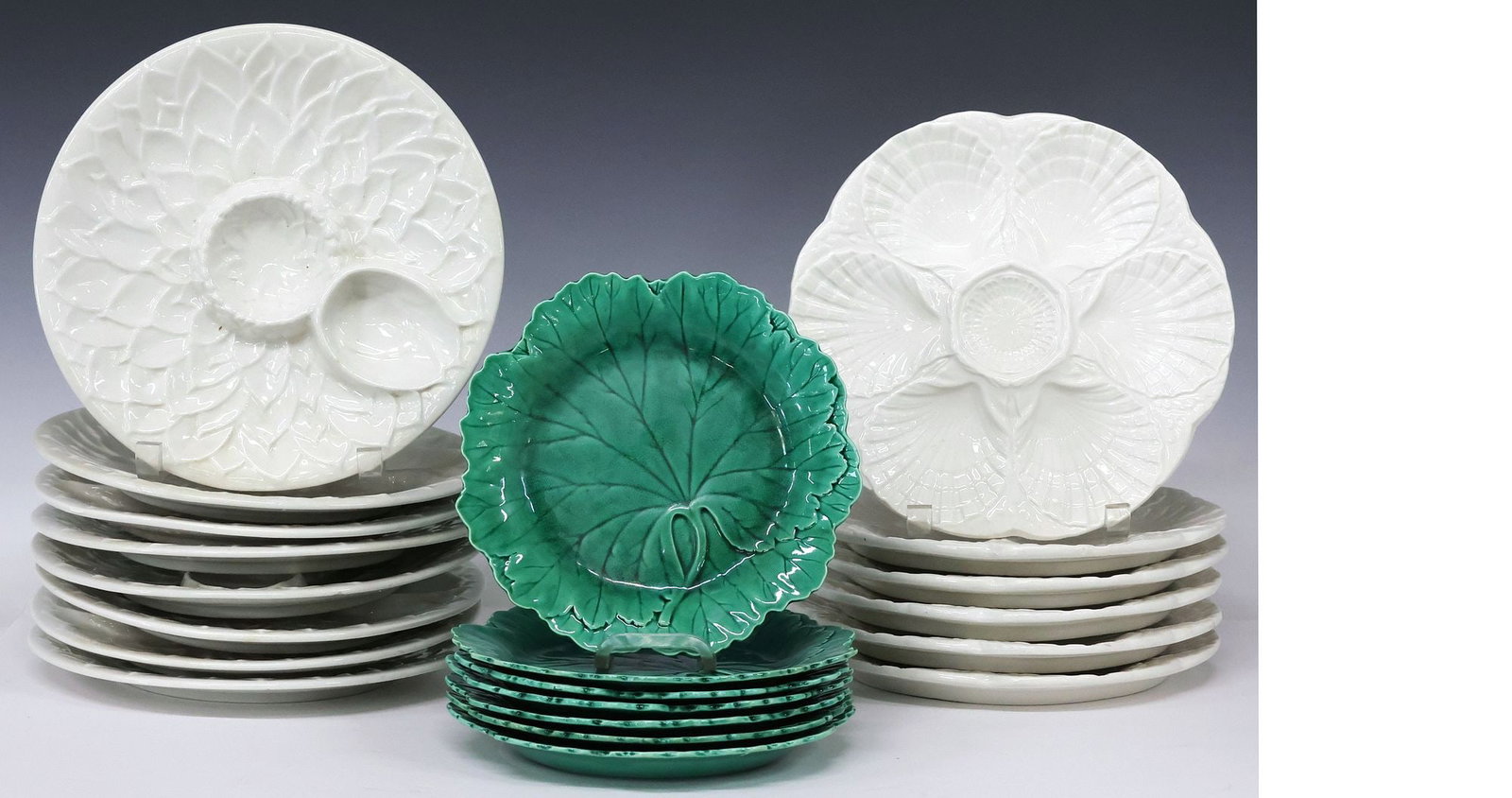 (21) MAJOLICA SALAD, OYSTER & ARTICHOKE PLATES, WEDGWOOD & OTHER (1 of 6)