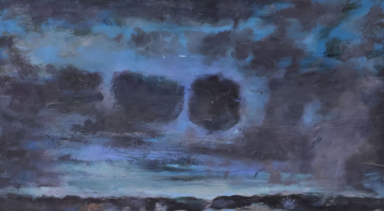 PETER MERKLE (20TH C.) ABSTRACT OIL PAINTING, 'ODD CLOUD' (1 of 4)
