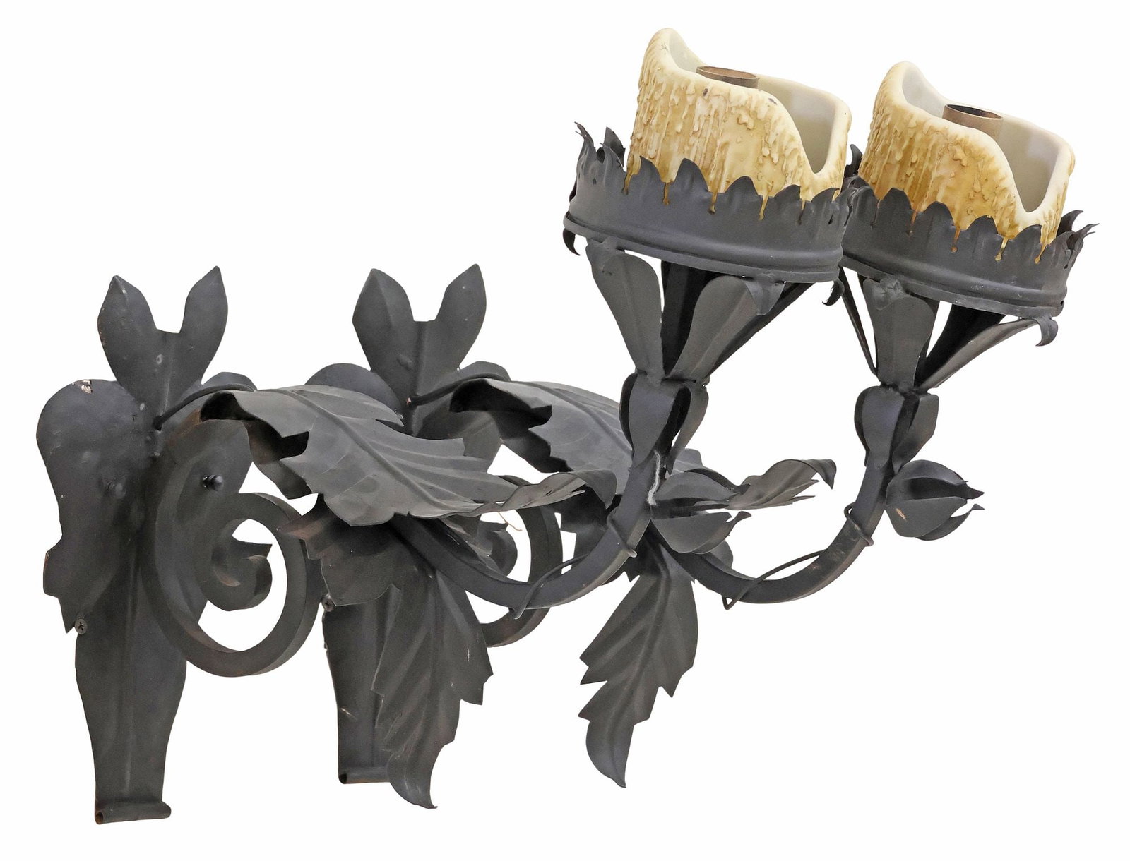 (2) SPANISH COLONIAL-STYLE WROUGHT IRON 1-LT WALL SCONCES (1 of 2)