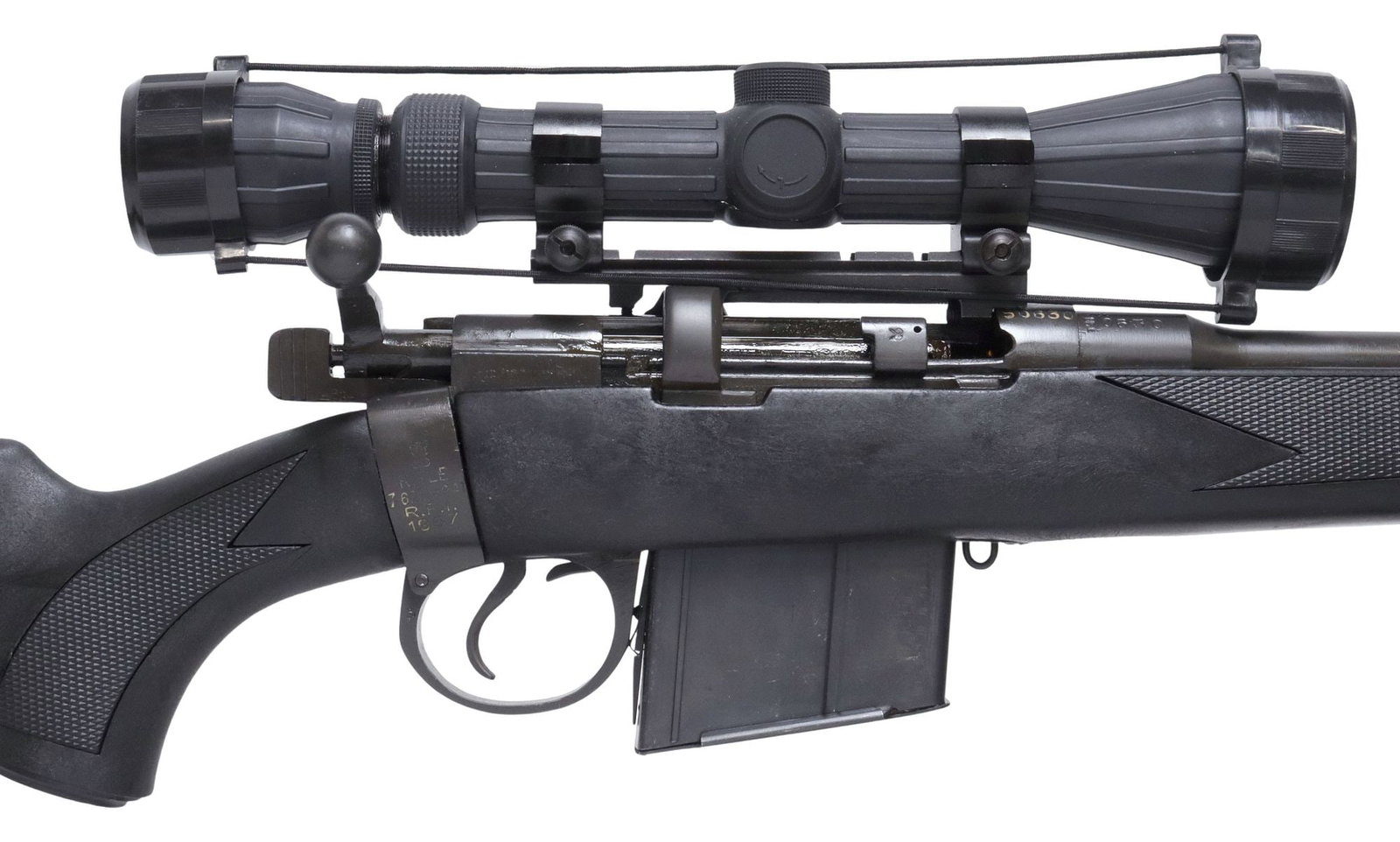 (6) ISHAPORE RIFLE, 7.62 x 51 CALIBER, FIVE MAGAZINES, SCOPE, BIPOD (1 of 13)