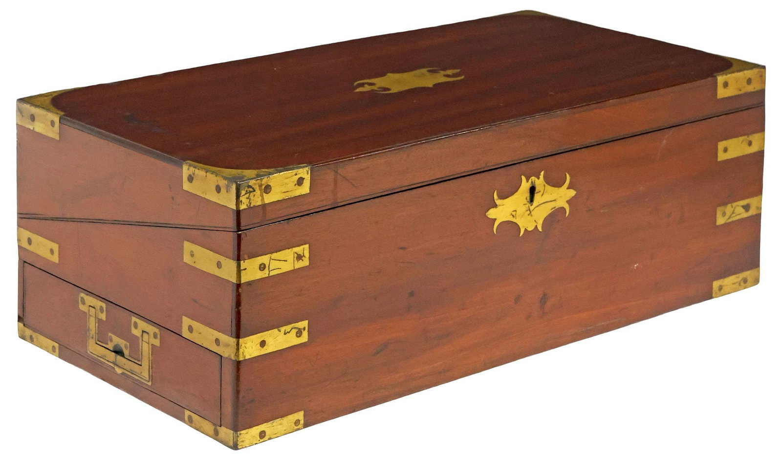 ENGLISH BRASS-BOUND MILITARY CAMPAIGN WRITING SLOPE / TRAVEL DESK (1 of 8)