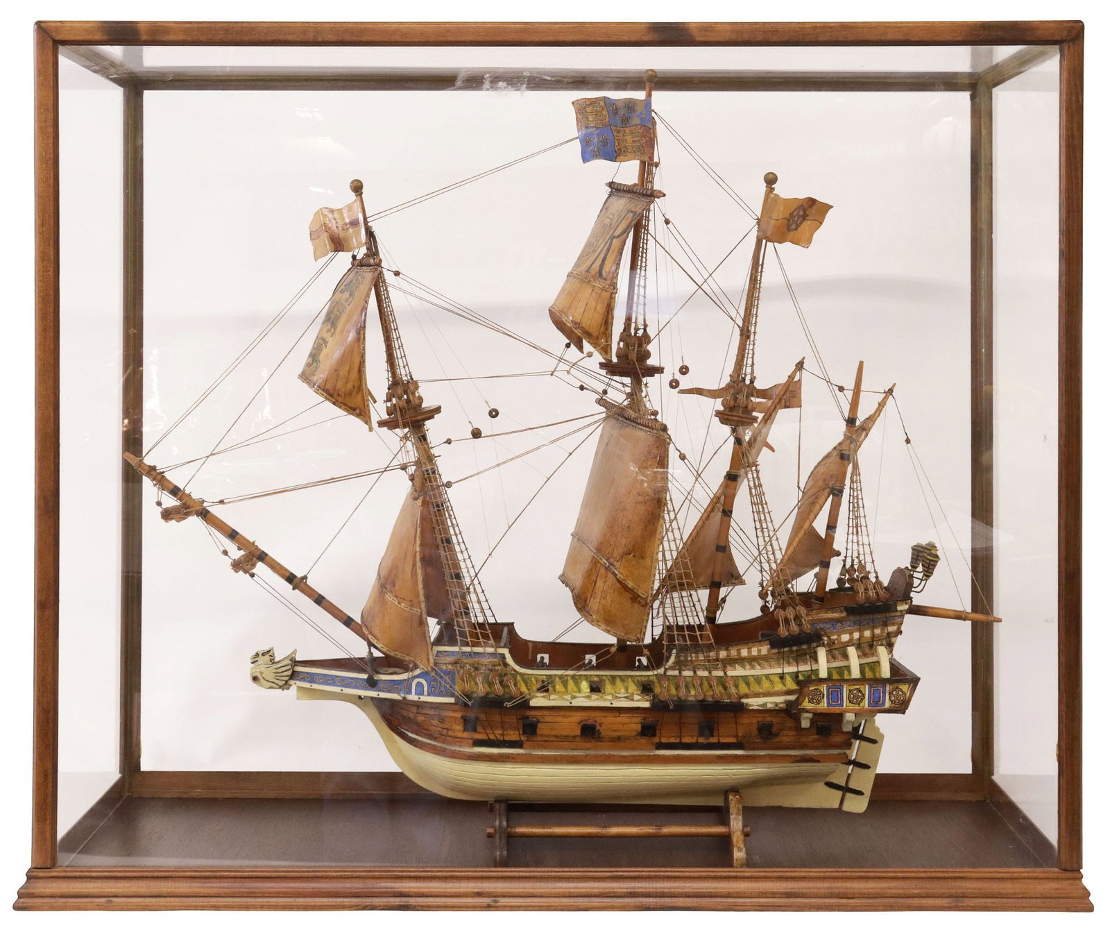 LARGE ENGLISH CASED MODEL OF A SAILING MERCHANT SHIP (1 of 9)