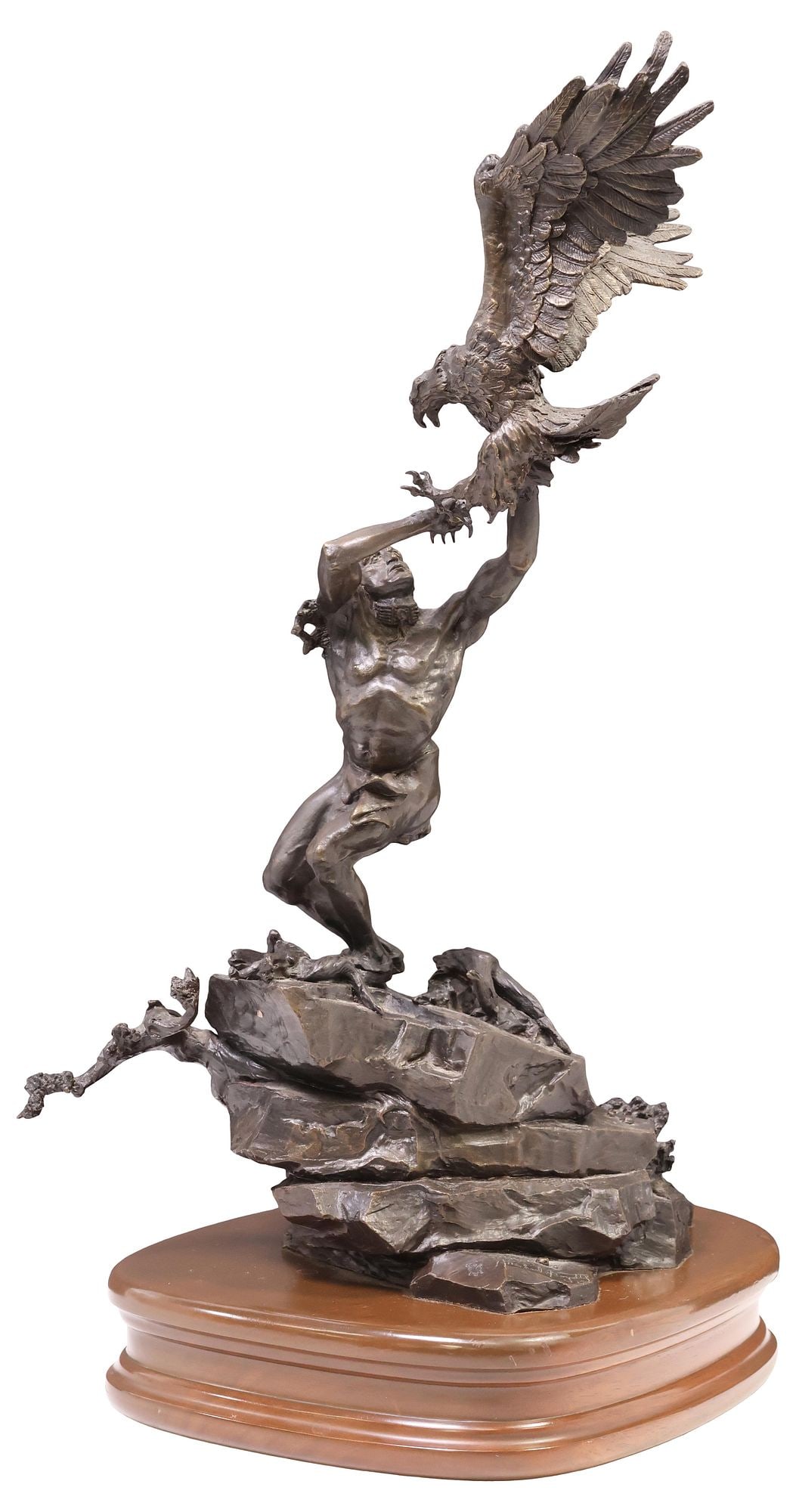 MICHAEL BOYETT (TX, D.2015) WESTERN BRONZE SCULPTURE, 'THE EAGLE CATCHER' (1 of 6)