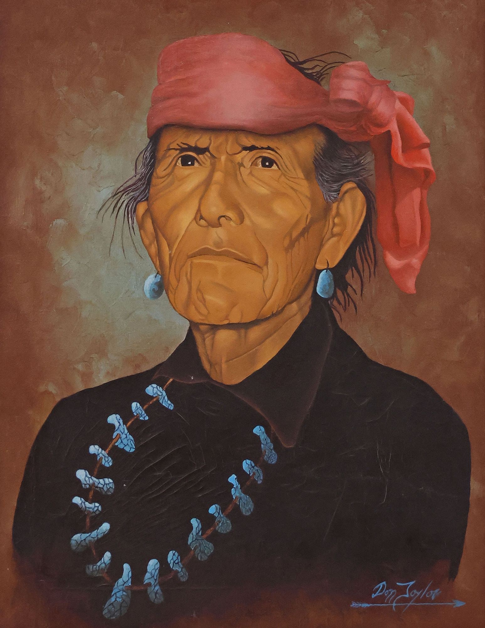 DON TAYLOR (20TH C.) PAINTING, PORTRAIT OF A NATIVE AMERICAN (1 of 4)