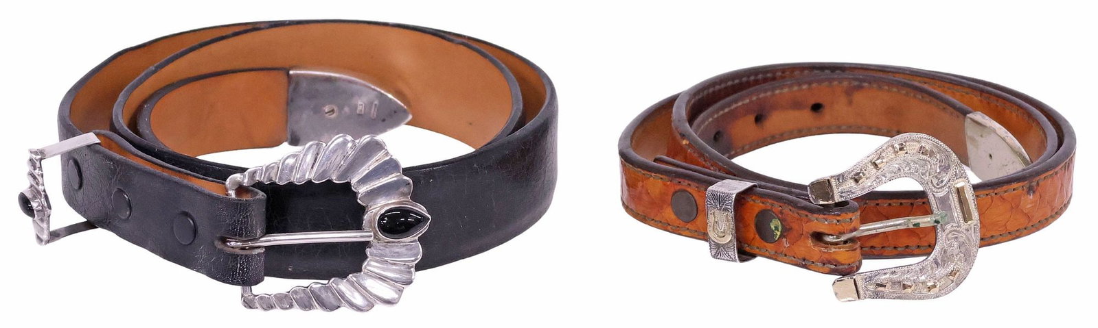 (2) WESTERN STERLING SILVER BUCKLE SETS & BELTS, REWARDS & SUNSET TRAILS (1 of 12)