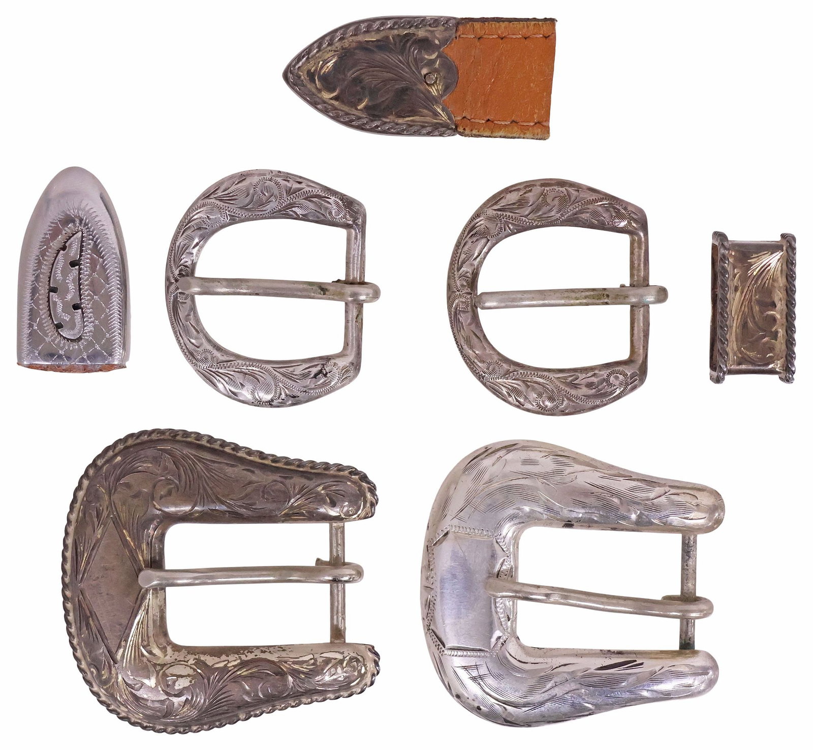 (7) SUNSET TRAILS STERLING BUCKLES & OTHER SILVER BELT ACCESSORIES (1 of 5)