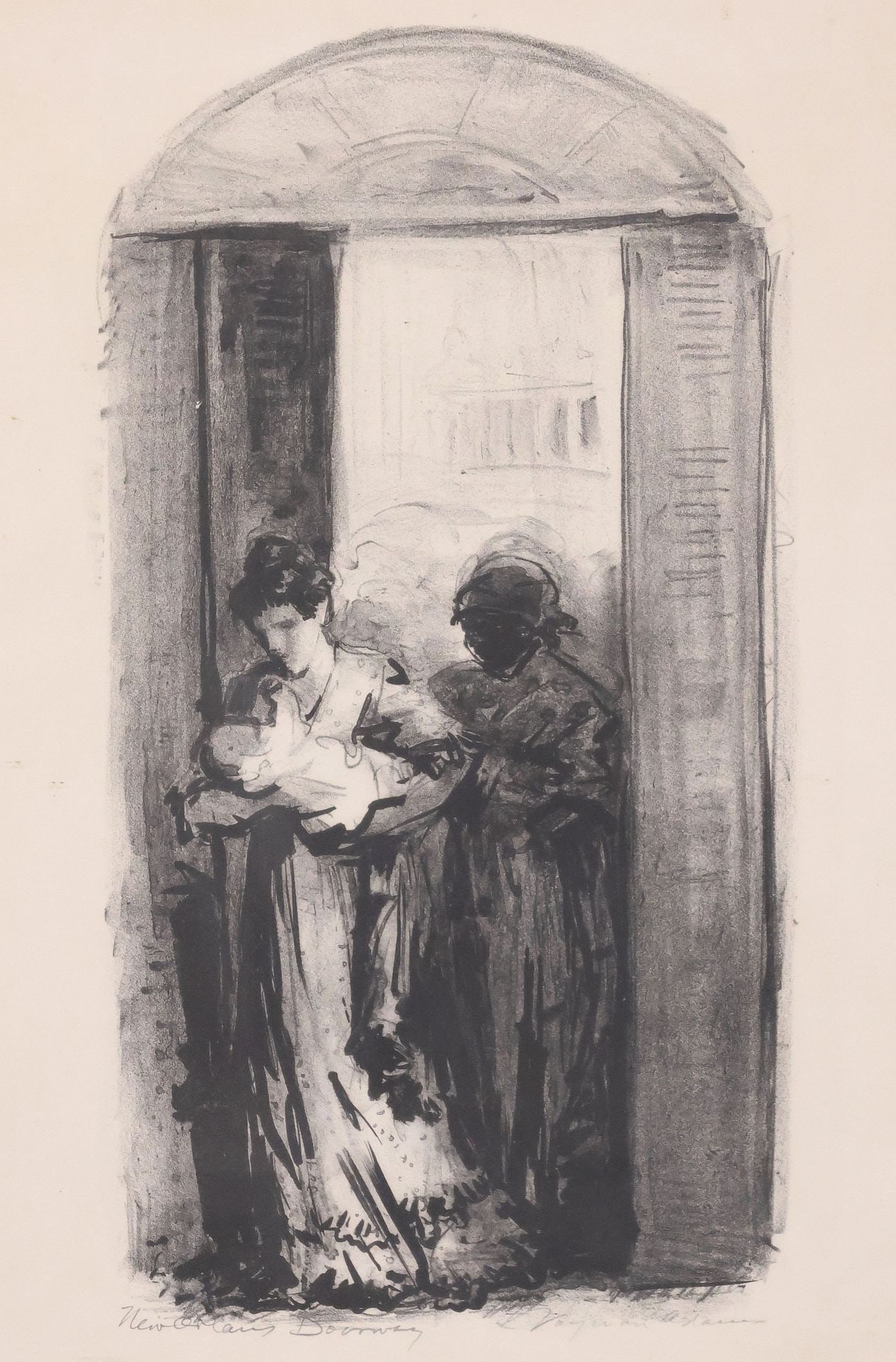WAYMAN ELBRIDGE ADAMS (1883-1959) LITHOGRAPH, 'NEW ORLEANS DOORWAY' (1 of 5)
