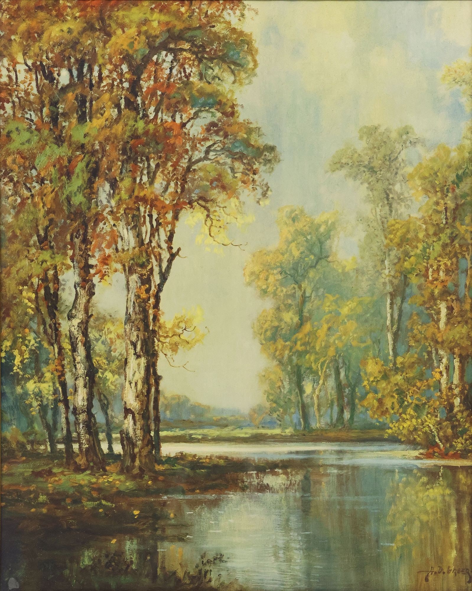 A.D. GREER (TX, 1904-1998) ARTIST SIGNED & INSCRIBED PRINT, 'SOLITUDE': Framed offset lithograph in colors on paper, "Solitude," signed in print lower right A.D. Greer, (Aubrey Dale Greer, American, active in Texas, 1904-1998), dust lining signed and inscribed by the arti