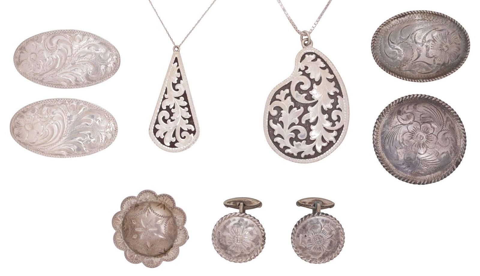 (LOT) WESTERN & MEXICO STERLING SILVER JEWELRY, FLEMING, DIABLO, & OTHER (1 of 9)