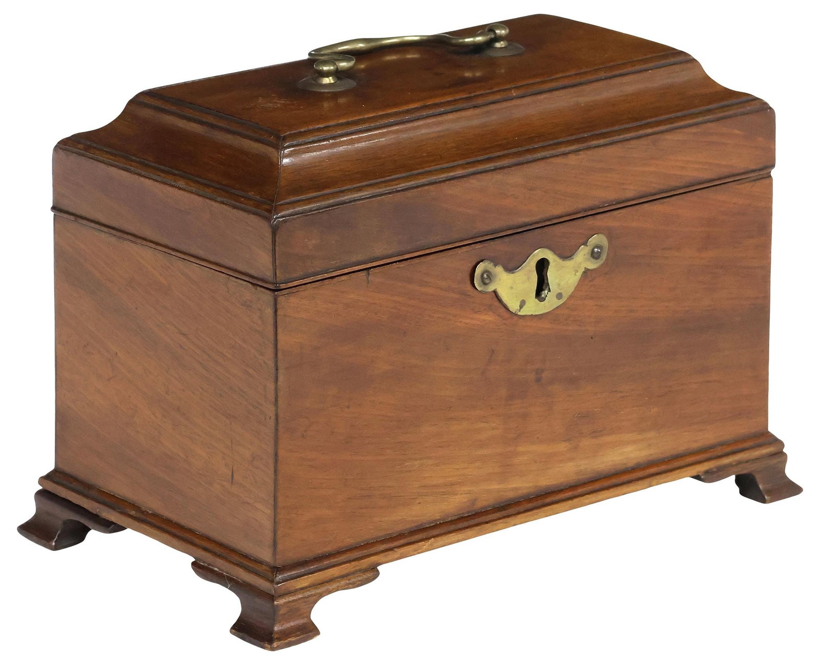 ENGLISH CHIPPENDALE PERIOD MAHOGANY TRIPLE SECTION TEA CADDY (1 of 7)