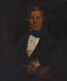 ENGLISH SCHOOL (19TH C.) OIL PAINTING, PORTRAIT OF A GENTLEMAN, 30" X 25"