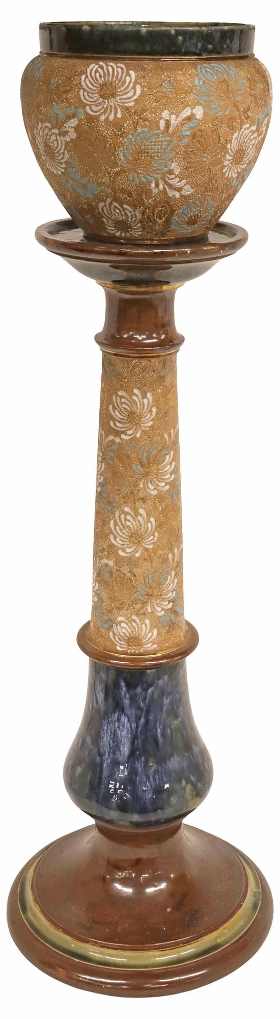 ENGLISH DOULTON SLATER'S PATENT STONEWARE PLANTER ON STAND (1 of 7)