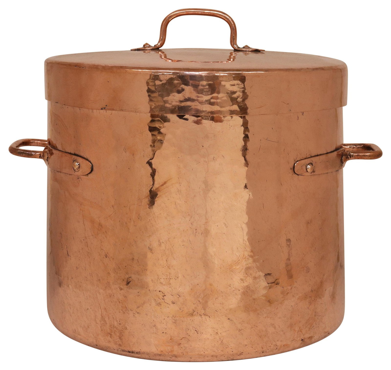 LARGE ENGLISH TEXTURED COPPER KITCHEN STOCKPOT, 14.25"H (1 of 4)