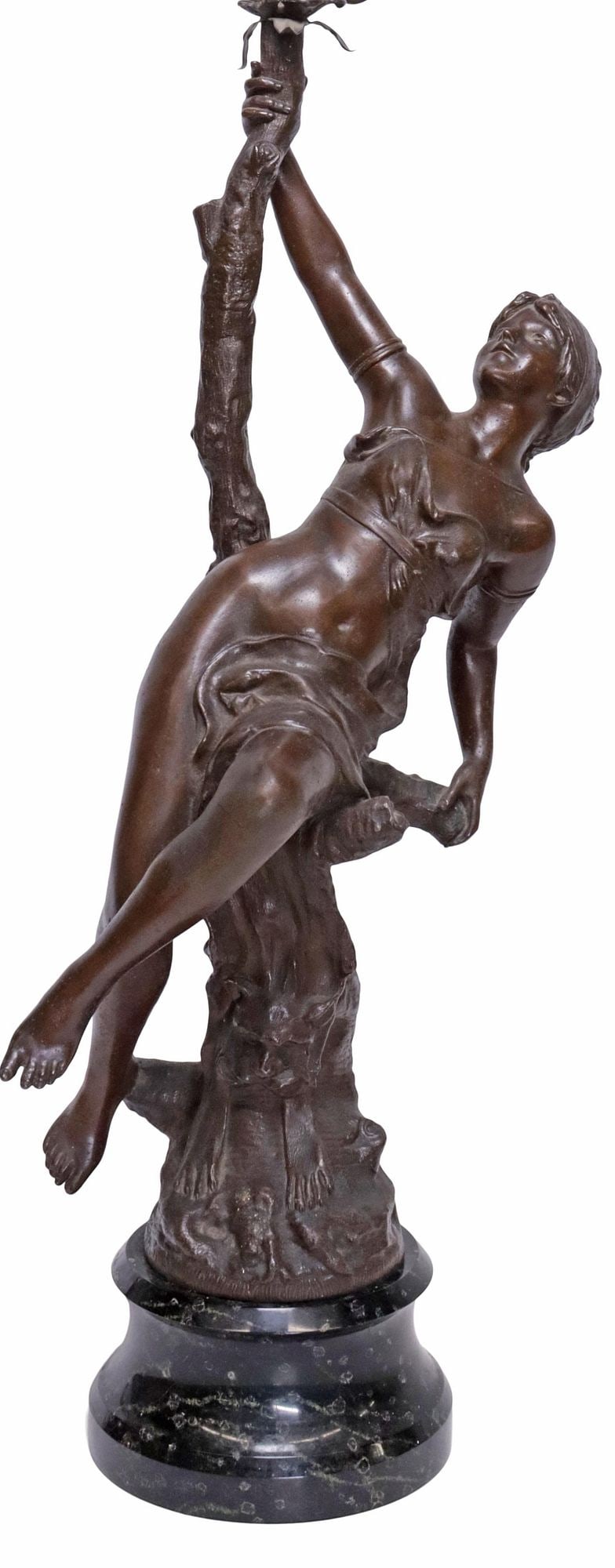 ART NOUVEAU PATINATED SPELTER FIGURAL MAIDEN 1-LIGHT TABLE LAMP (1 of 4)
