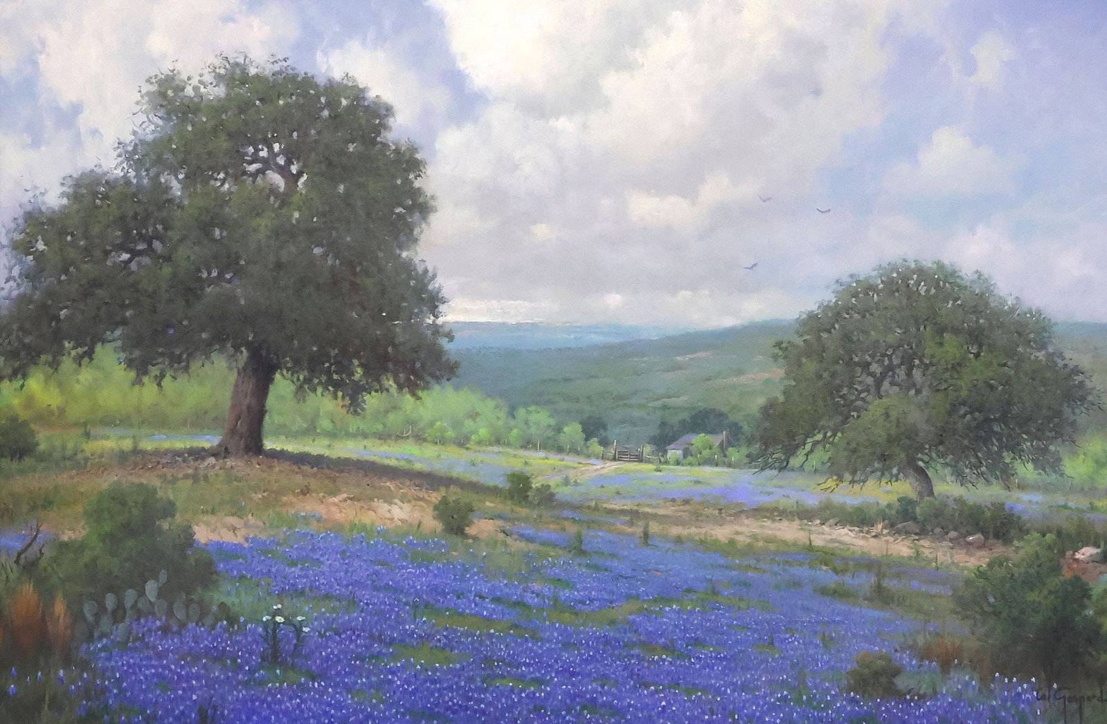 CAL GASPARD (1934-2020) TEXAS HILL COUNTRY BLUEBONNETS, 24" X 36" (1 of 4)