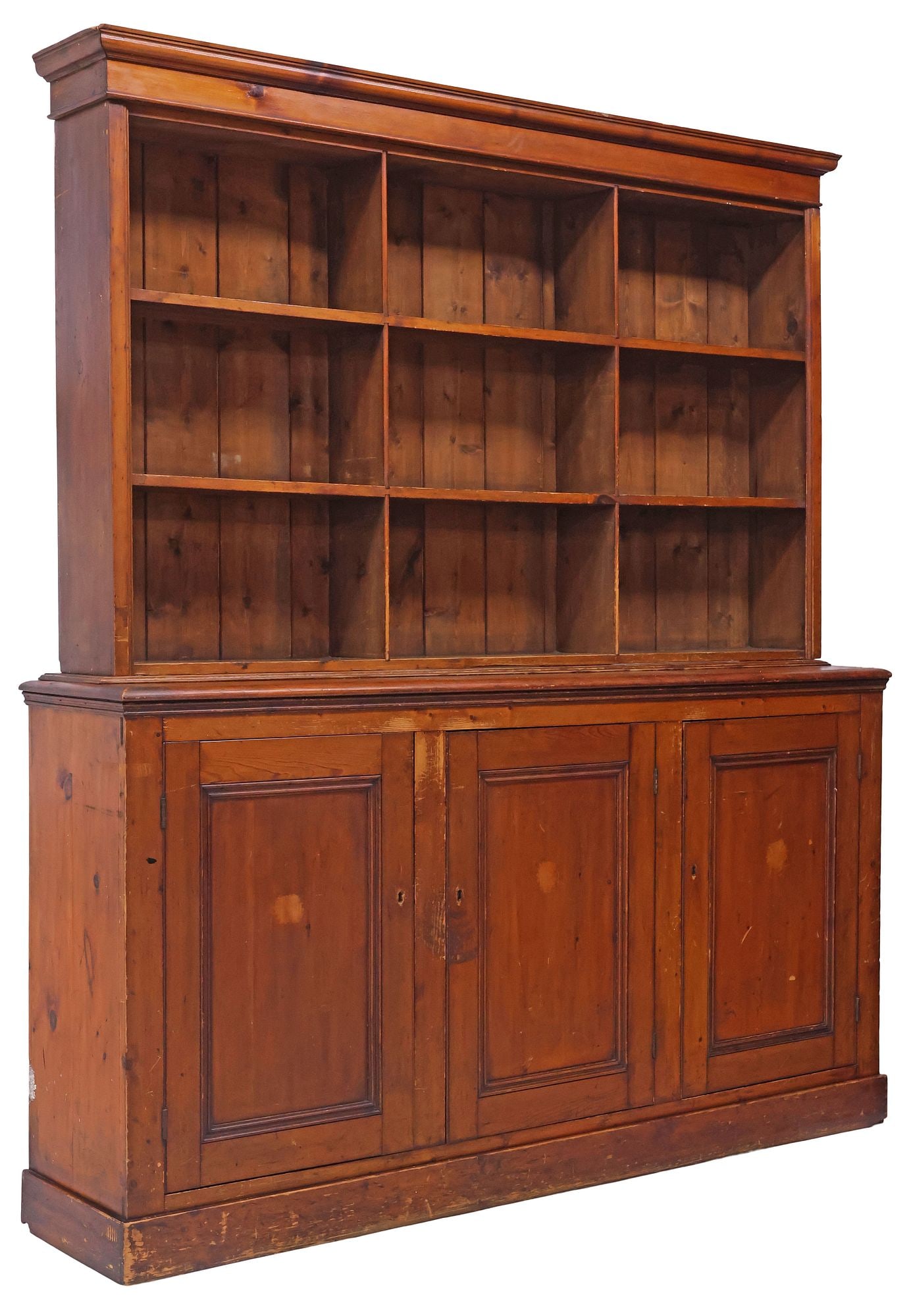 ENGLISH VICTORIAN STAINED PINE BOOKCASE (1 of 5)