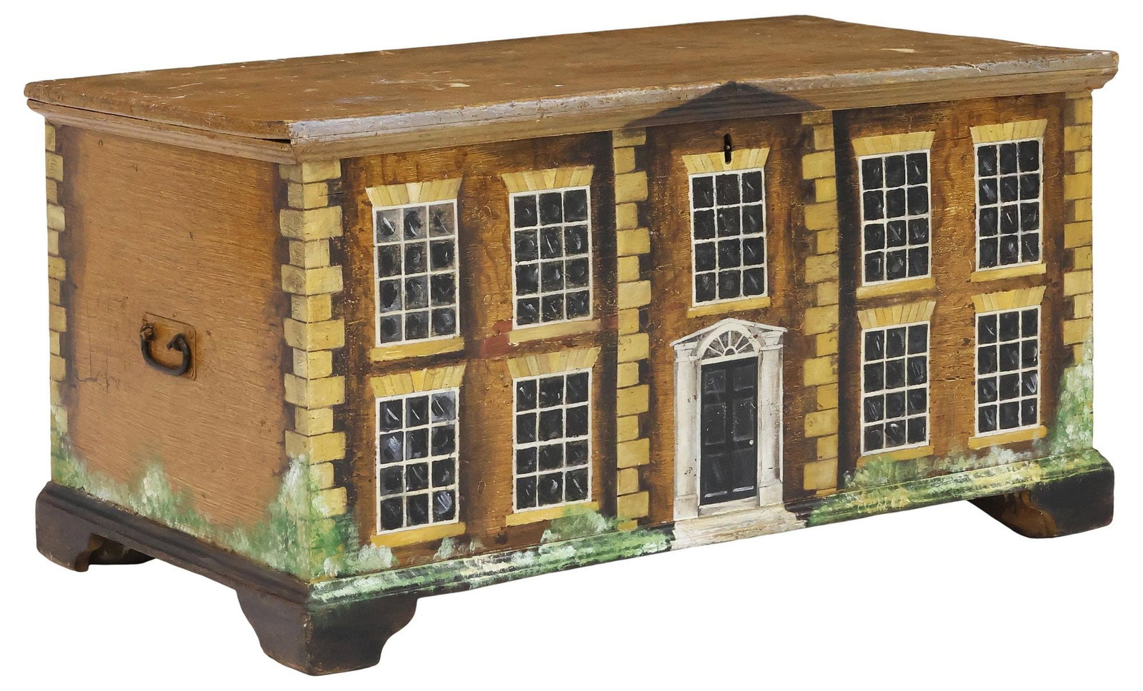 ENGLISH VICTORIAN PAINTED PINE HOUSE FACADE STORAGE TRUNK (1 of 5)