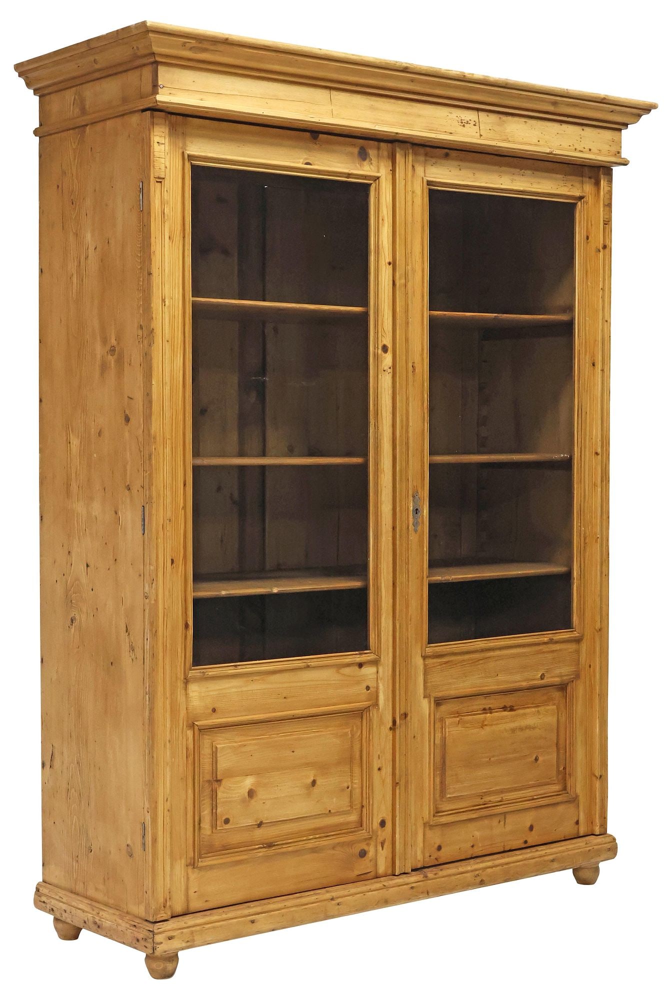 ENGLISH VICTORIAN GLAZED PINE BOOKCASE (1 of 4)