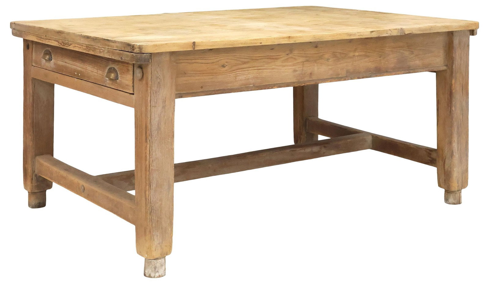 ENGLISH SCRUBBED PINE FARMHOUSE / KITCHEN WORK TABLE, 66.75"L (1 of 5)