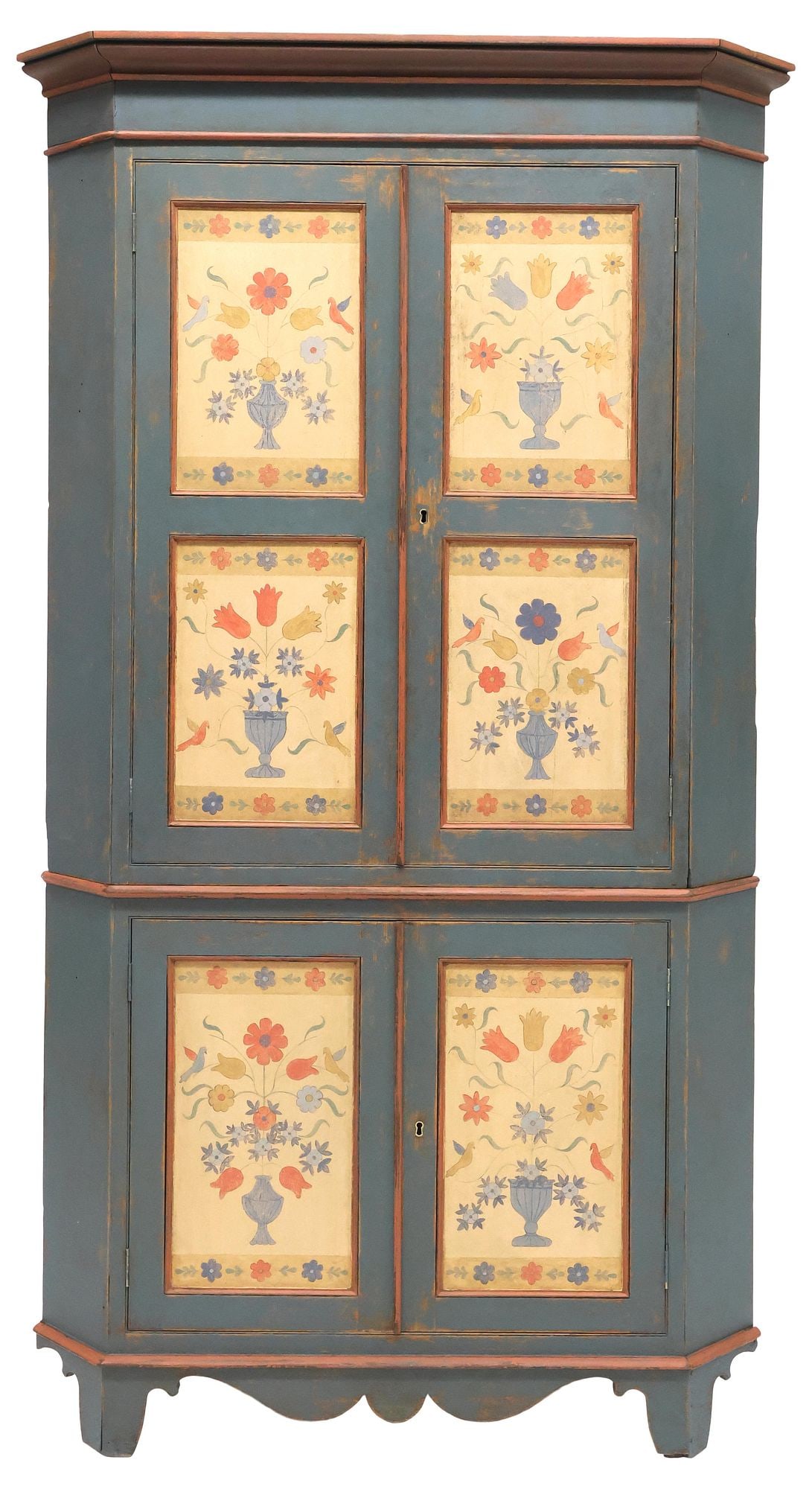 ENGLISH GEORGIAN POLYCHROME PAINT-DECORATED CORNER CUPBOARD (1 of 3)