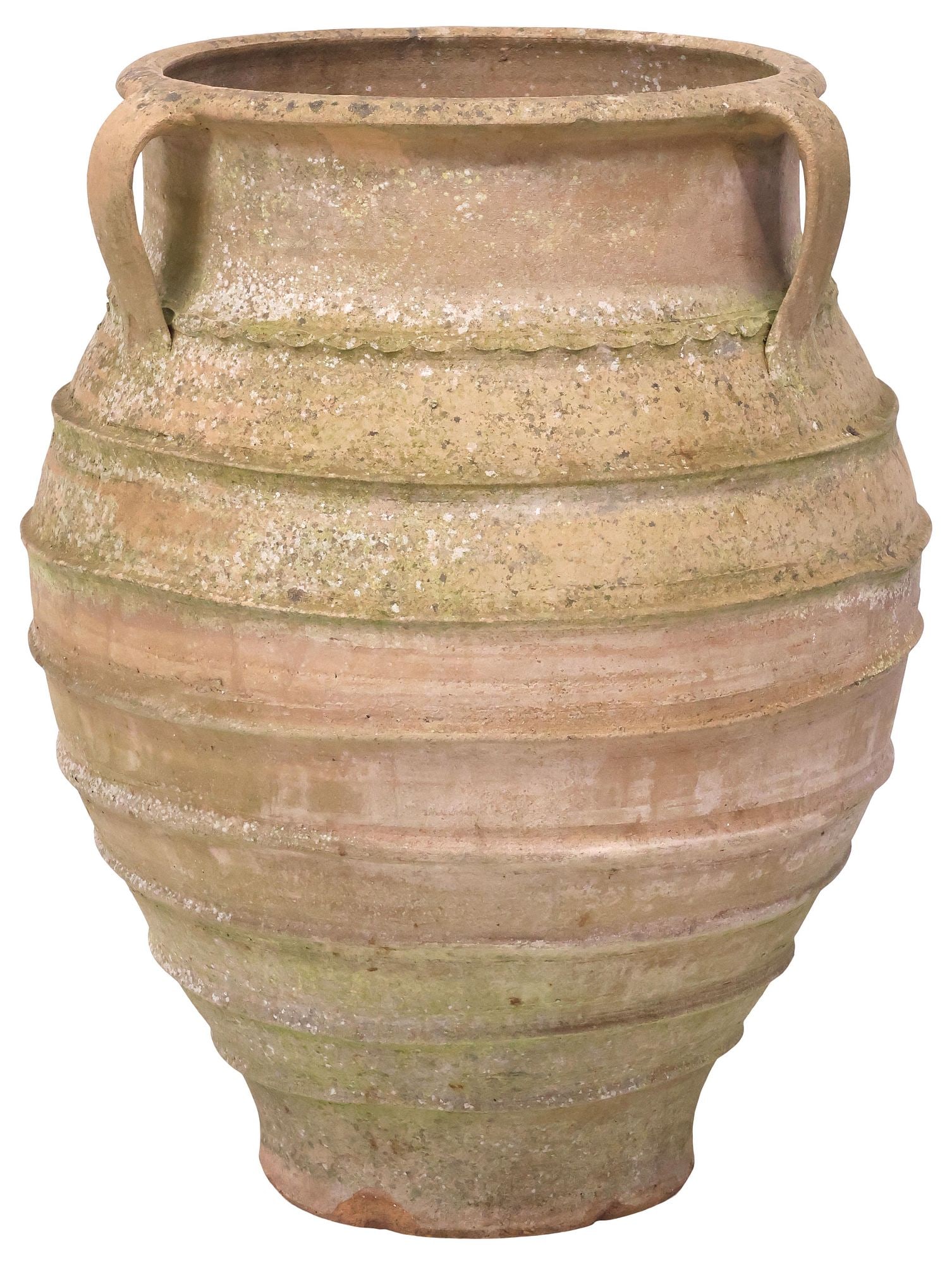 LARGE CONTINENTAL RIBBED 3-HANDLE OLIVE JAR, 33.5"H (1 of 4)