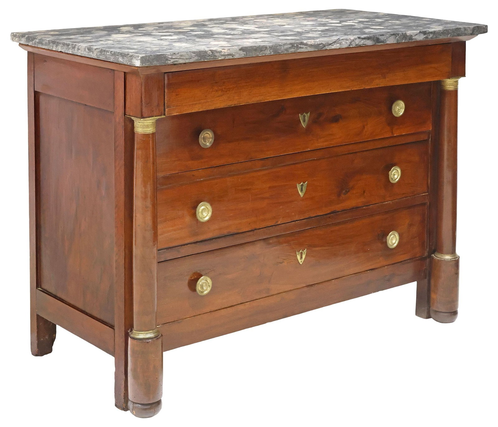 FRENCH EMPIRE PERIOD MARBLE-TOP MAHOGANY COMMODE (1 of 5)