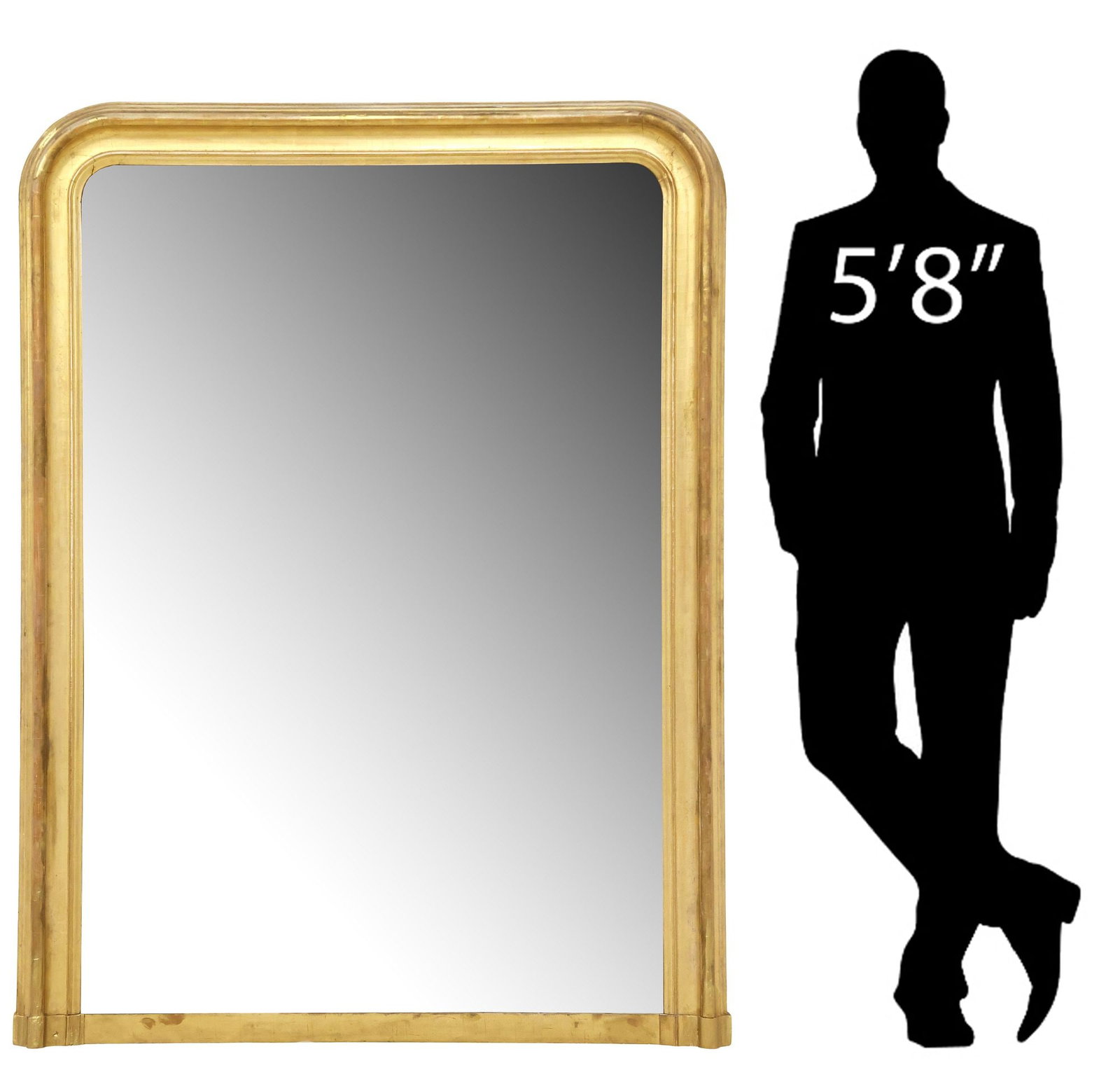 LARGE FRENCH LOUIS PHILIPPE PERIOD GILTWOOD MIRROR, 62.5"H (1 of 4)