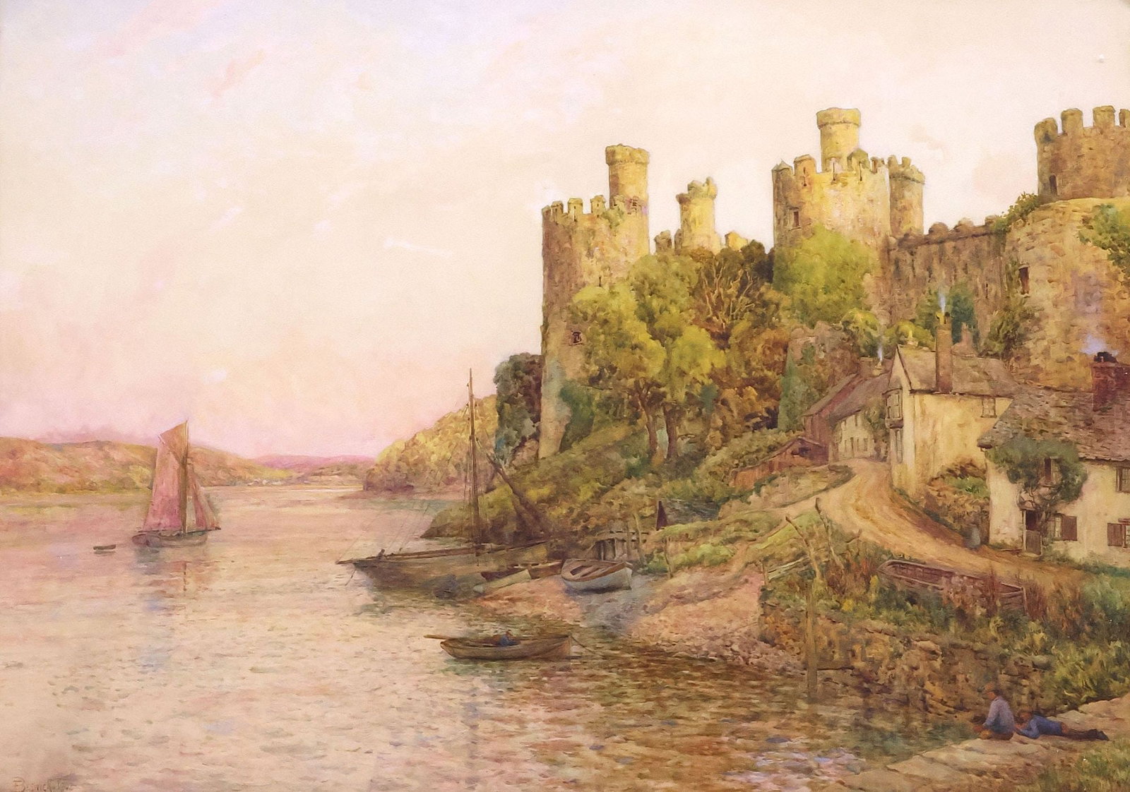 FRANK BESWICK (BRITISH, 19TH C.) WATERCOLOR PAINTING, CONWY CASTLE (1 of 4)