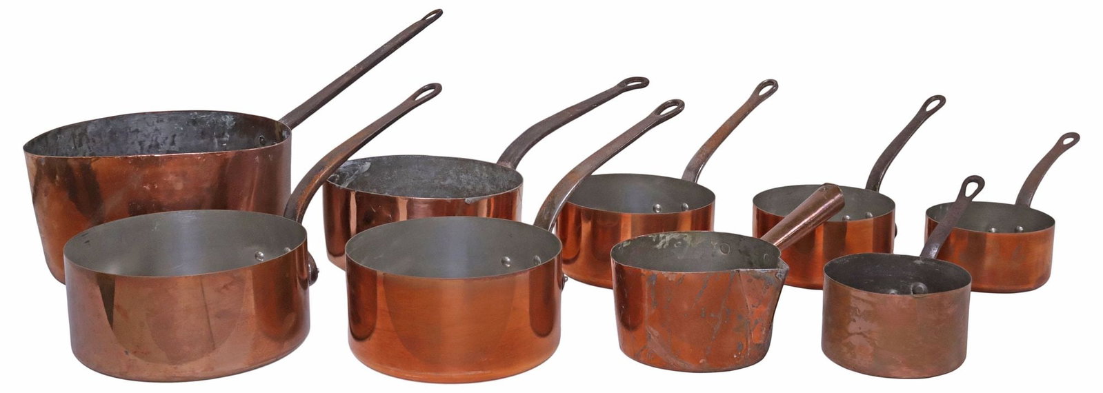 (9) FRENCH COPPER & METAL GRADUATED SAUCEPANS (1 of 5)
