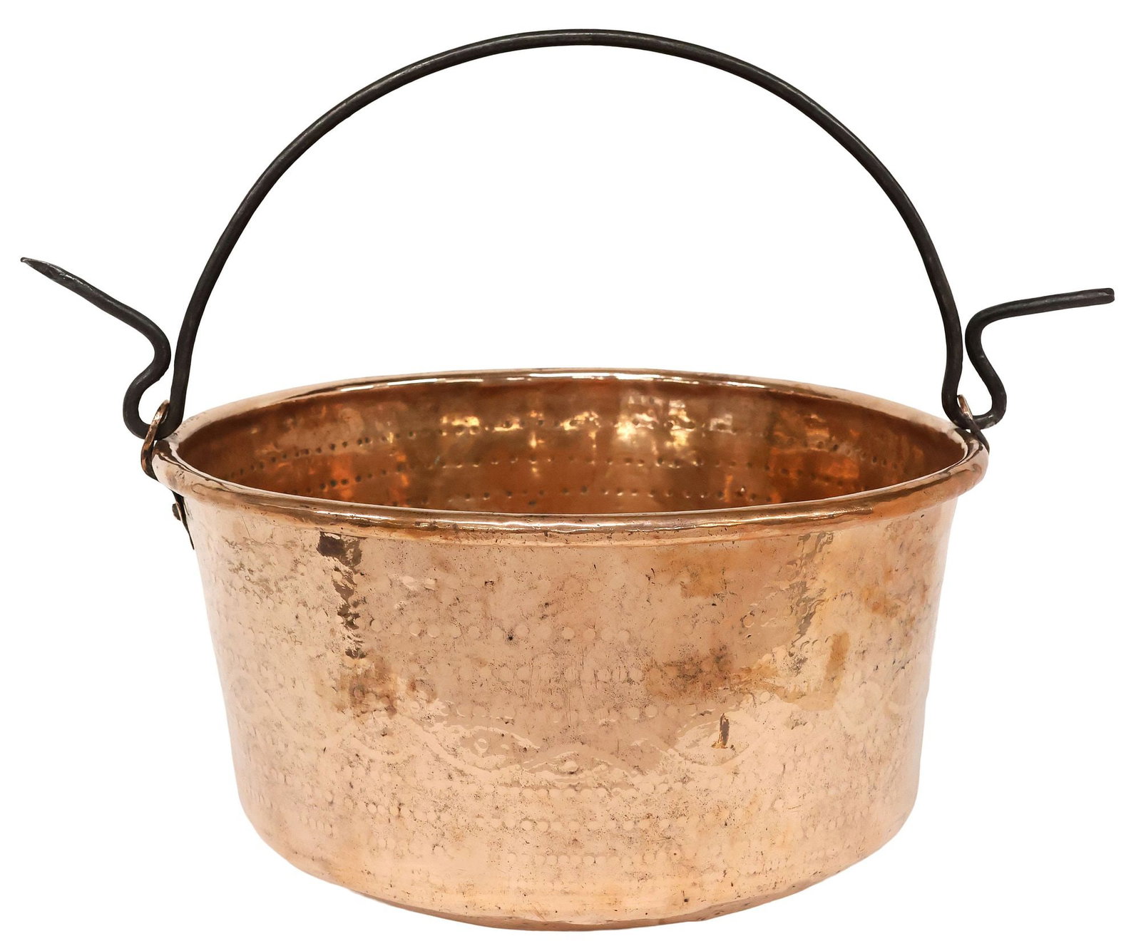 LARGE FRENCH TEXTURED COPPER POT / CAULDRON (1 of 6)