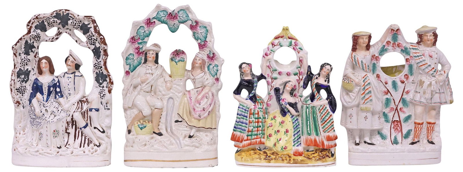 (4) ENGLISH VICTORIAN STAFFORDSHIRE MANTEL FIGURES & WATCH HOLDERS (1 of 5)