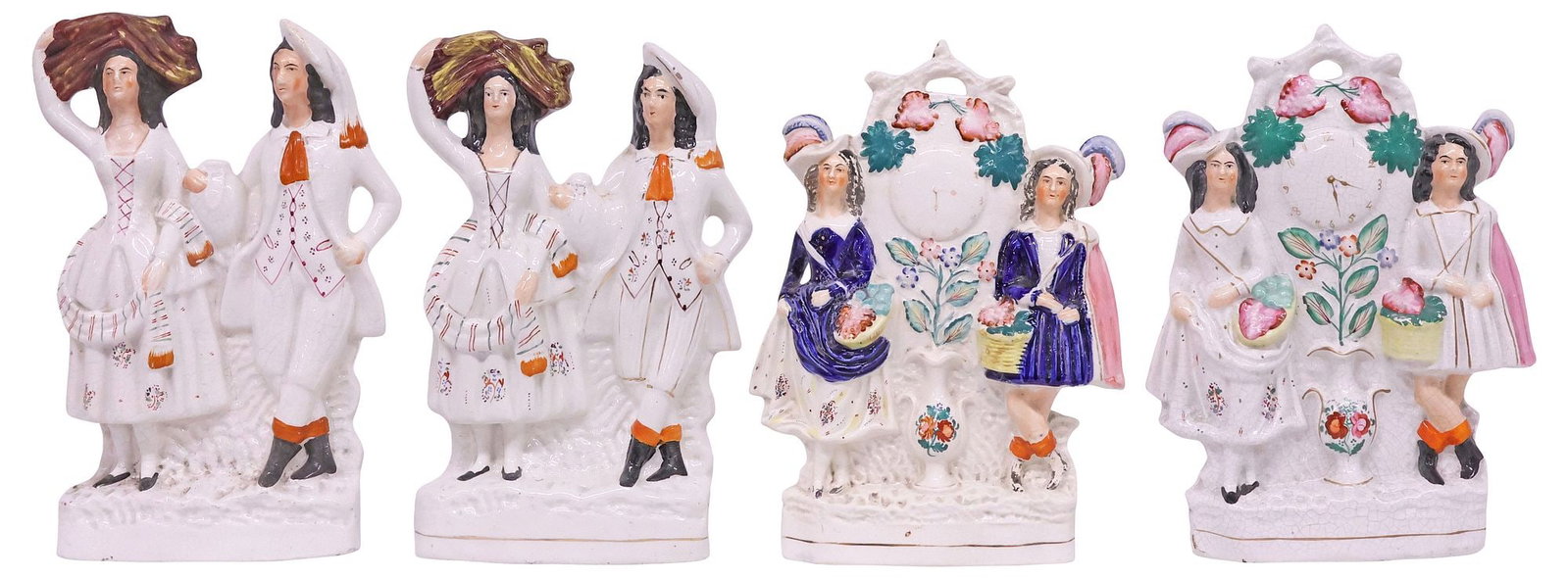 (4) ENGLISH VICTORIAN STAFFORDSHIRE MANTEL FIGURAL GROUPS (1 of 5)