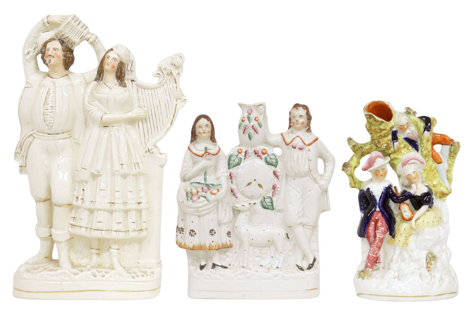 (3) ENGLISH VICTORIAN STAFFORDSHIRE FIGURAL GROUPS & SPILL VASE (1 of 6)