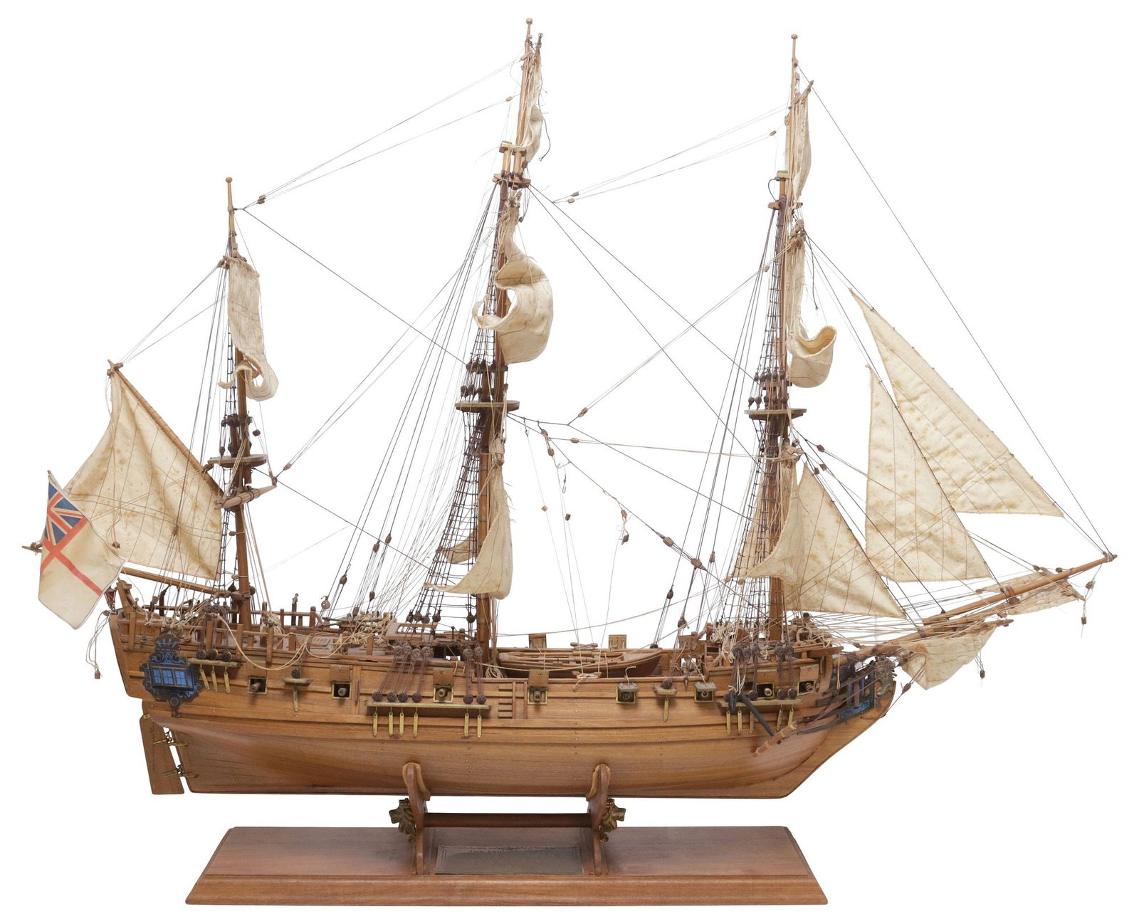 LARGE ENGLISH SAILING SHIP MODEL ON STAND, 'HMS PEREGRINE GALLEY' (1 of 11)