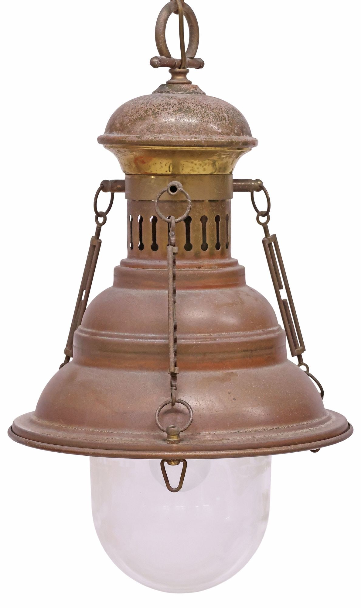 NAUTICAL PATINATED METAL 1-LIGHT HANGING SPOTLIGHT LAMP (1 of 3)
