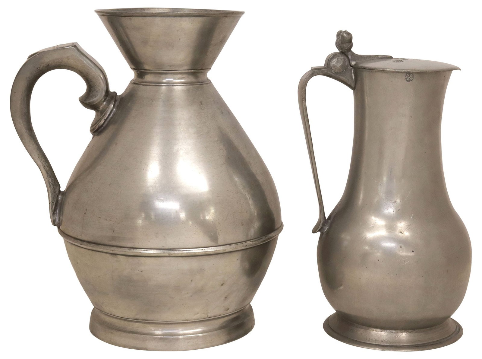 (2) LARGE PEWTER VESSELS, ENGLISH TANKARD & IRISH PITCHER (1 of 6)
