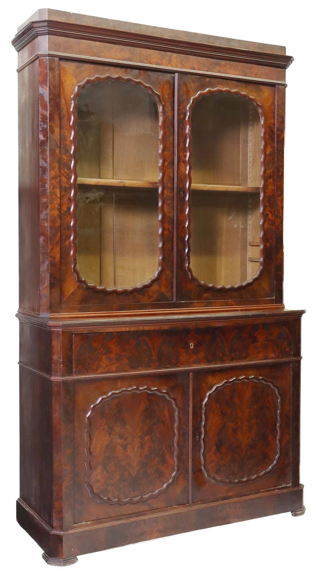 FRENCH LOUIS PHILIPPE PERIOD MAHOGANY SECRETARY BOOKCASE (1 of 6)